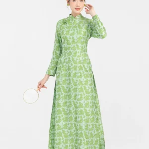 ÁO DÀI GẤM XANH NGỌC