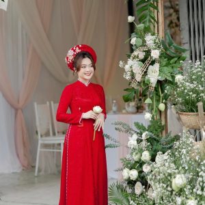 ÁO DÀI ĐỎ TRUYỀN THỐNG ĐÍNH KẾT TINH XẢO